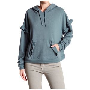 Romeo & Juliet Couture Ruffled Hoodie Pullover - Size Large